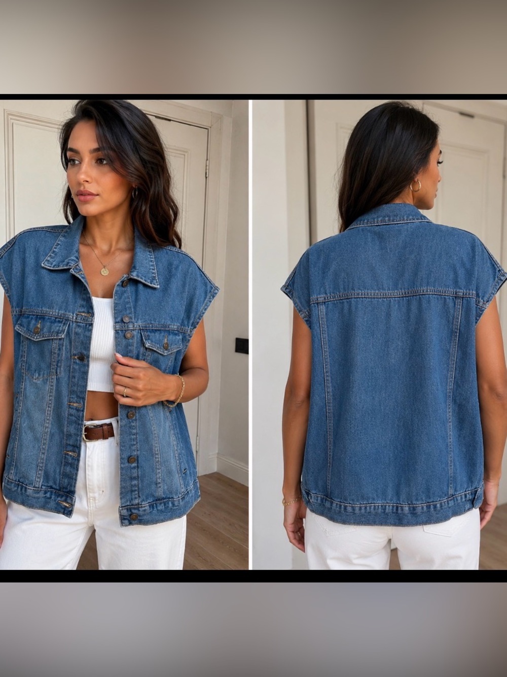 Classic Blue Denim Vest - Women